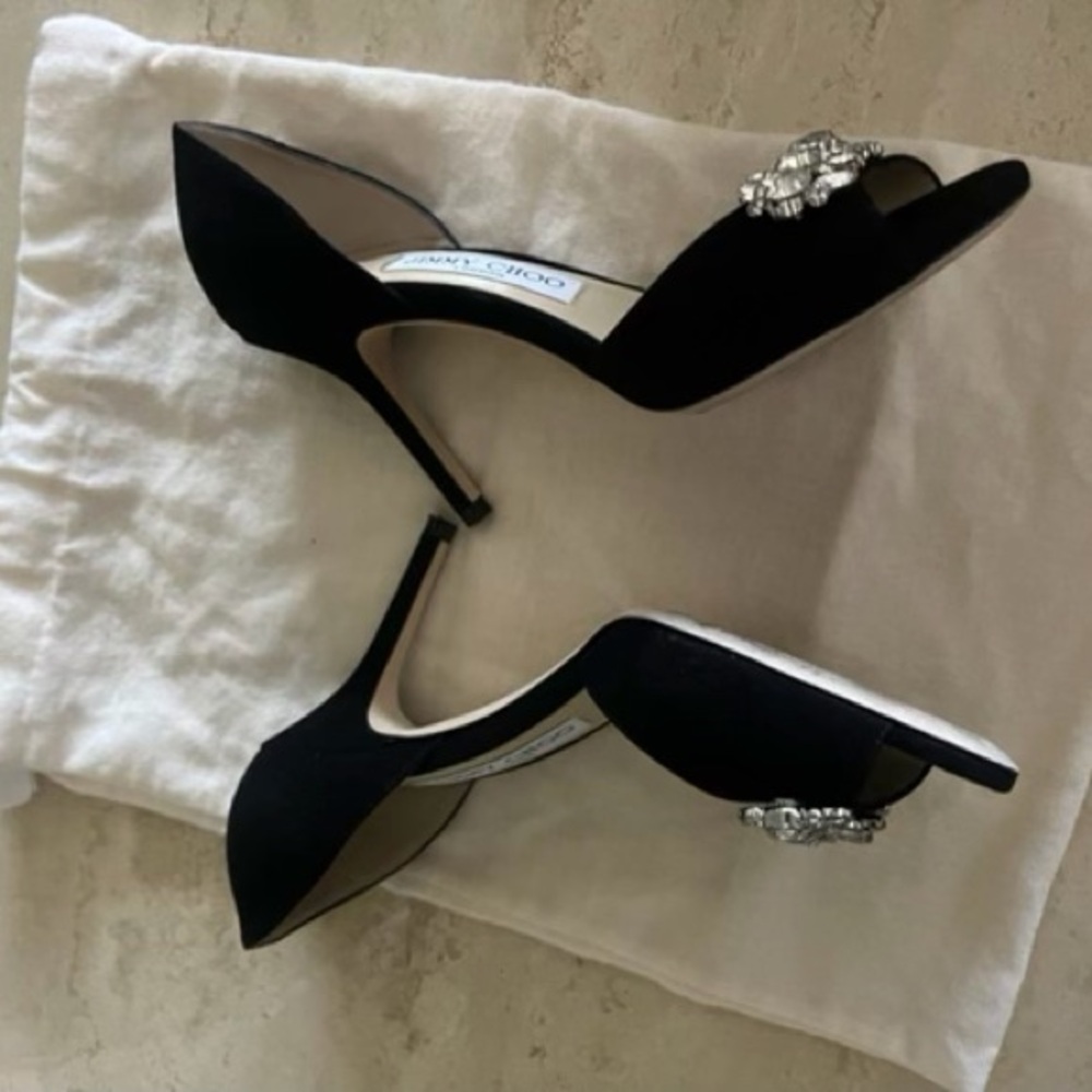 PRICE DROP!! 
Jimmy Choo Black Heels with Crystal Embellishments
